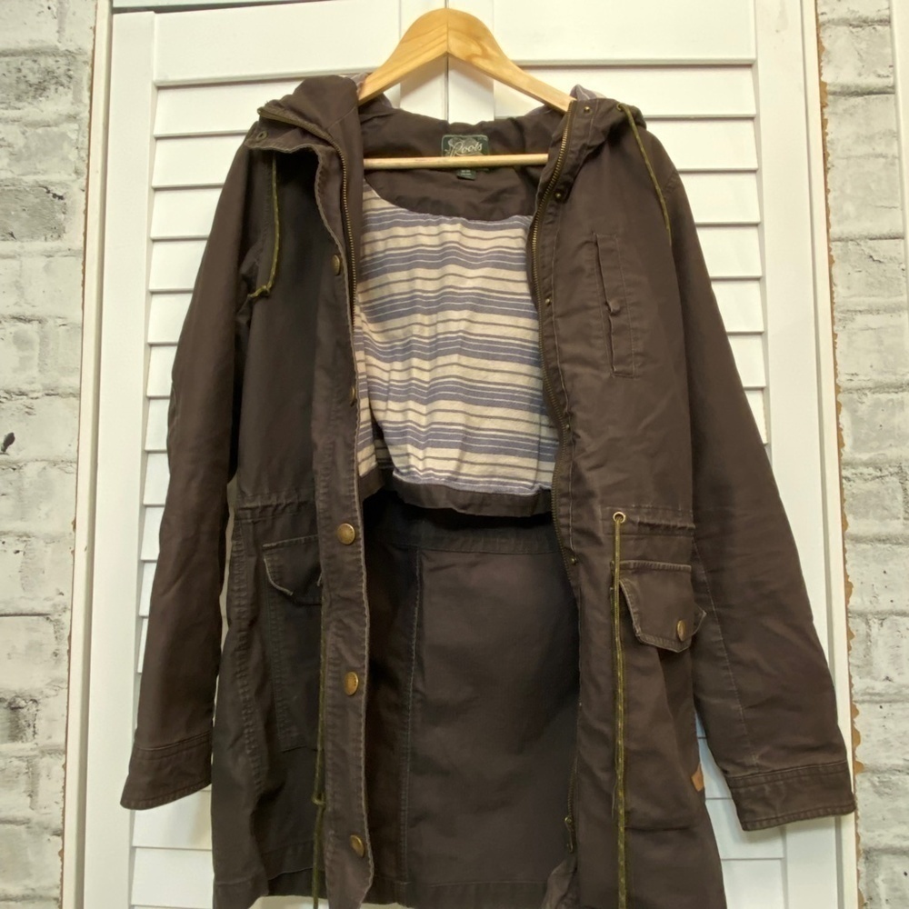 𝅺roots | zip & snap button hooded drawstring waist jacket Size M - Picture 3 of 11